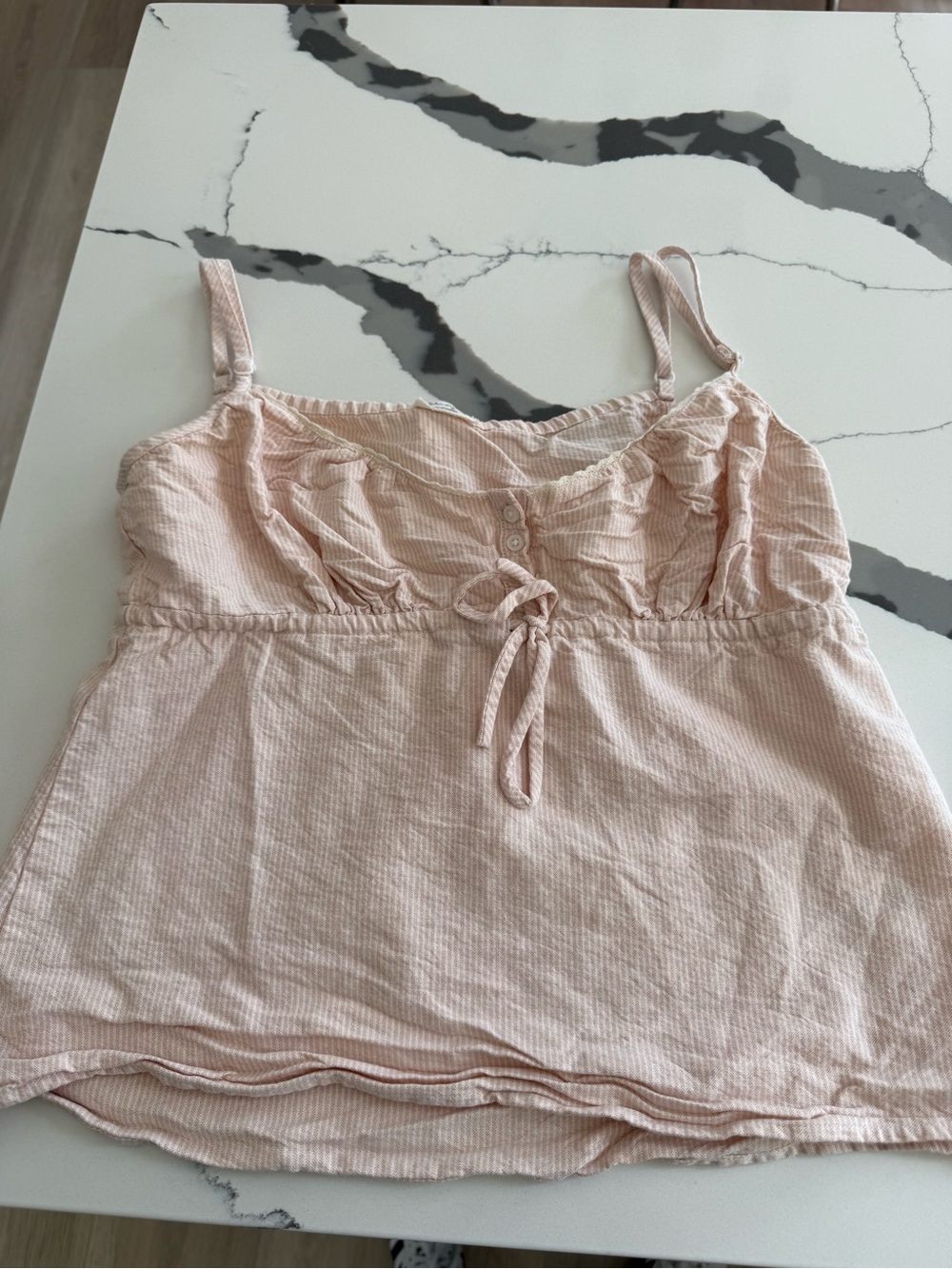 Brandy Melville Pale Pink Tie-Front Spaghetti Strap Tank